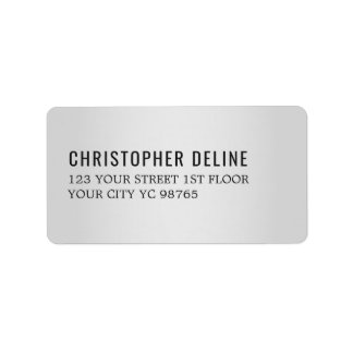 Minimalist Elegant Faux Silver Black Label