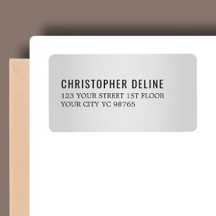 Minimalist Elegant Faux Silver Black Label