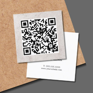 Minimalist Elegant Faux Stone QR Code Consultant Square Business Card