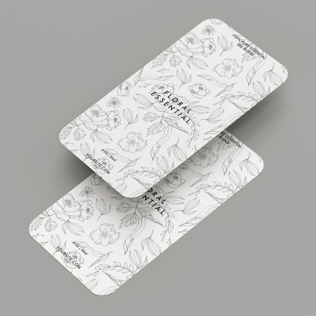 Minimalist Elegant Floral Black White Modern (Minimalist Floral Purple Blue Modern Label
)