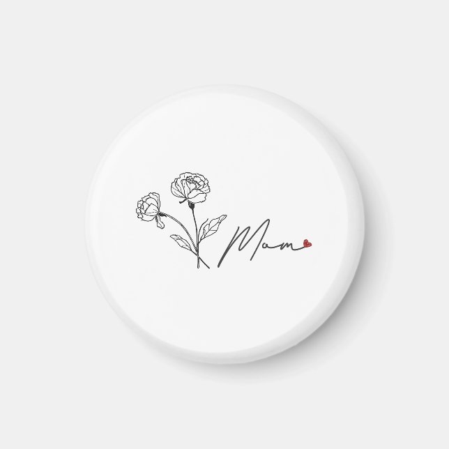 Minimalist Elegant Floral Mum Magnet  (Front)