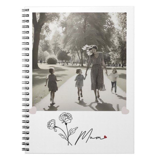 Minimalist Elegant Floral Mum  Notebook (Front)