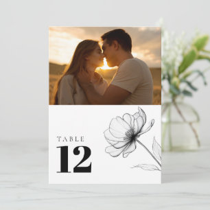 Minimalist Elegant Floral Photo Table Number