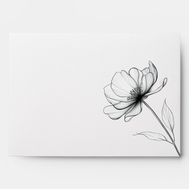Minimalist Elegant Floral Return Address Envelope (Front)
