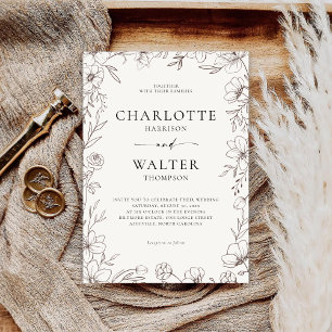 Minimalist Elegant Floral Wedding Invitation