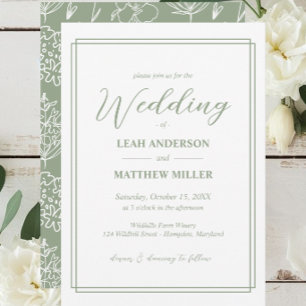 Minimalist Elegant Floral Wedding Invitation
