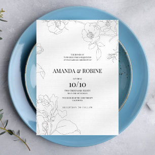 Minimalist Elegant Floral Wedding Invitation