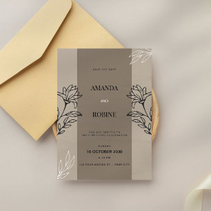 Minimalist Elegant Floral Wedding Invitation