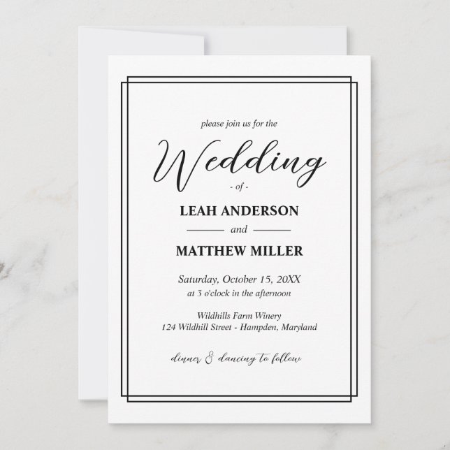 Minimalist Elegant Floral Wedding Invitation (Front)