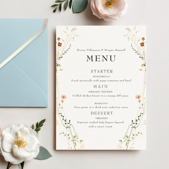 Minimalist Elegant Flowers Wedding Invitation Menu (Creator Uploaded)