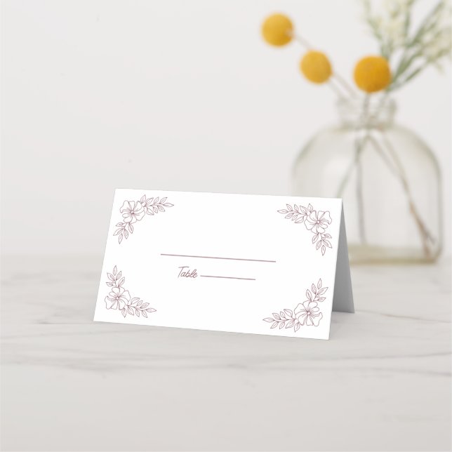 Minimalist Elegant Folded Wedding Place Card (Back)