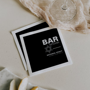 Minimalist Elegant Formal Black Bar Mitzvah Napkin