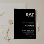 Minimalist Elegant Formal Black Bat Mitzvah   Invitation<br><div class="desc">This minimalist elegant formal black white bat mitzvah invitation is perfect for a simple religious event celebration. The design features a beautiful font in a black background to embellish your event.</div>