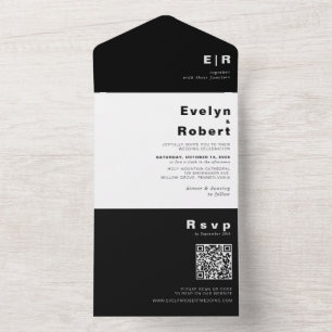 Minimalist Elegant Formal Black Wedding    All In  All In One Invitation