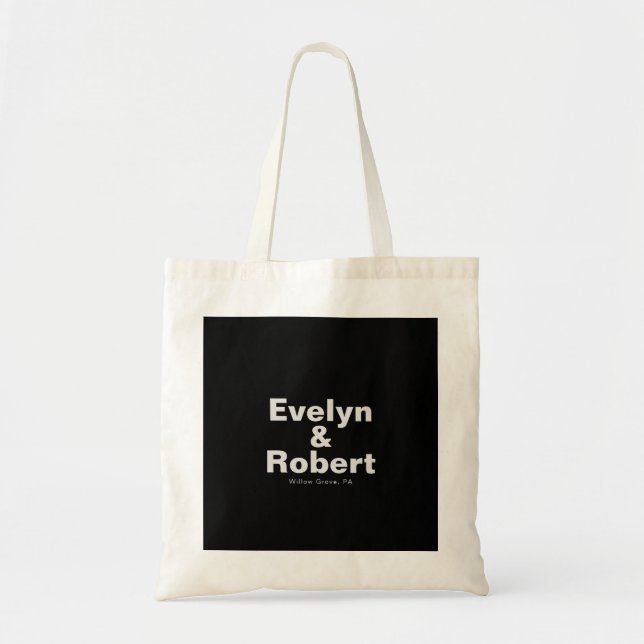 Minimalist Elegant Formal Black Wedding Tote Bag (Front)