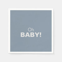 Minimalist Elegant Formal Blue Oh Baby Shower