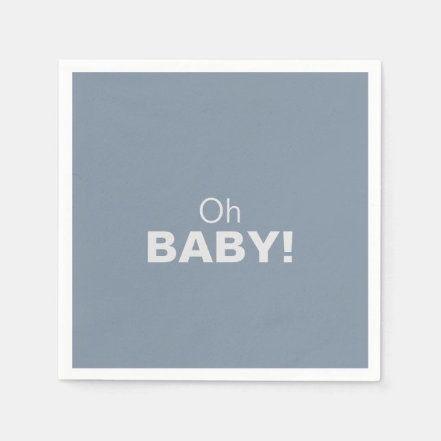 Minimalist Elegant Formal Blue Oh Baby Shower  Napkin (Front)
