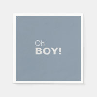 Minimalist Elegant Formal Blue Oh Boy Baby Shower 