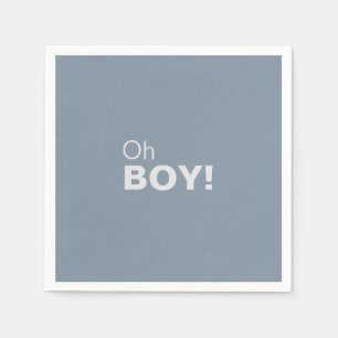 Minimalist Elegant Formal Blue Oh Boy Baby Shower  Napkin