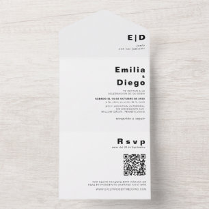 Minimalist Elegant Formal Boda Wedding   All In One Invitation