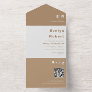 Minimalist Elegant Formal Brown Wedding   All In O All In One Invitation
