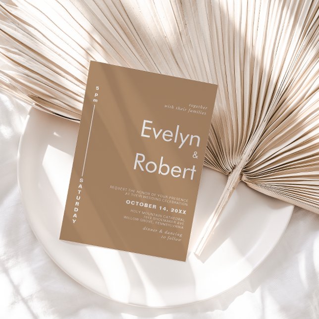 Minimalist Elegant Formal Brown Wedding  Invitation (Creator Uploaded)