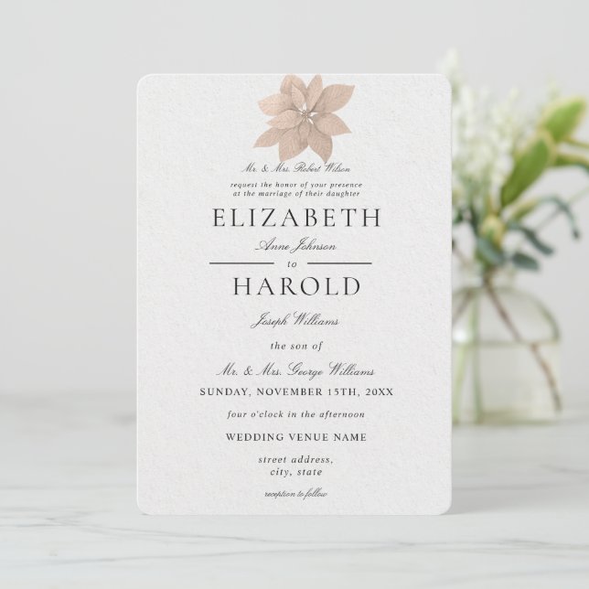Minimalist elegant Formal Classic Acrylic Wedding Invitation (Standing Front)