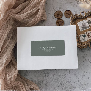Minimalist Elegant Formal Green Wedding Return Label