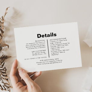 Minimalist Elegant Formal Wedding Details   Enclosure Card