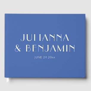 Minimalist Elegant French Blue Custom Wedding Guest Book
