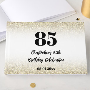 Minimalist Elegant Gold and Black 85th Birthday Guest Book