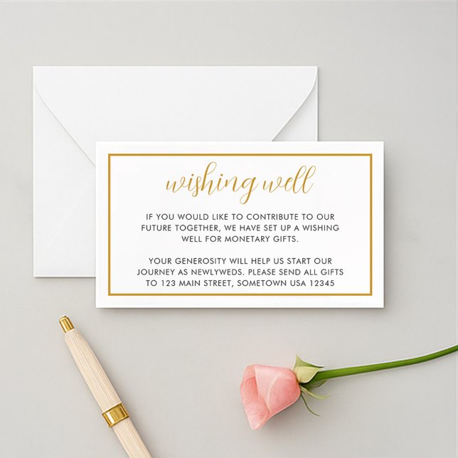 Minimalist Elegant Gold Foil Border Wishing Well Enclosure Card (Creator Uploaded)