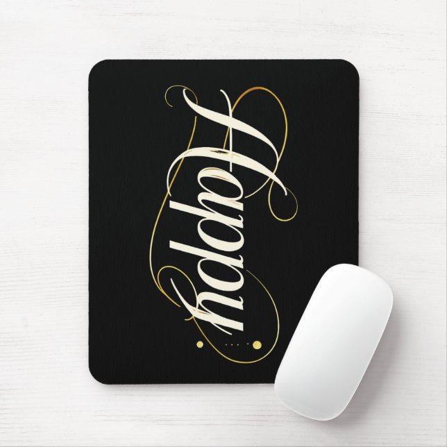 Minimalist Elegant Gold Happy Typography - Classy  Mouse Pad (With Mouse)