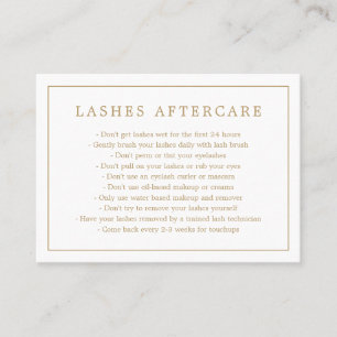 Minimalist Elegant Gold Lashes Aftercare Business Card
