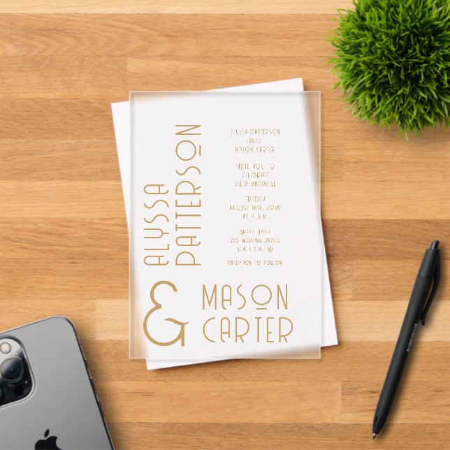 Minimalist Elegant Gold Modern Wedding Acrylic Invitations (Insitu (Invitation Card))