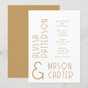 Minimalist Elegant Gold Modern Wedding Invitation