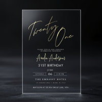 Minimalist Elegant Gold Script 21st Birthday