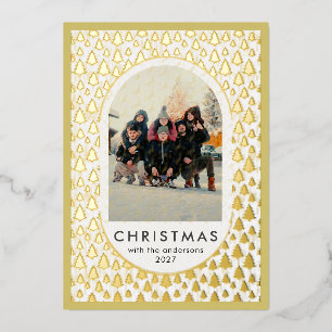 Minimalist Elegant Gold Tree Personalized Chrismas