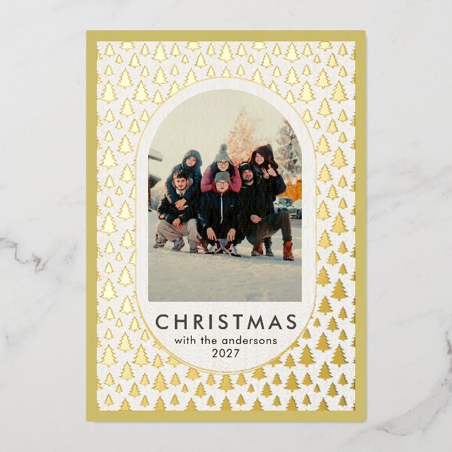 Minimalist Elegant Gold Tree Personalized Chrismas (Front)