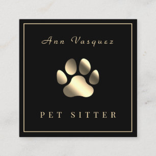 Minimalist elegant golden paw square business card