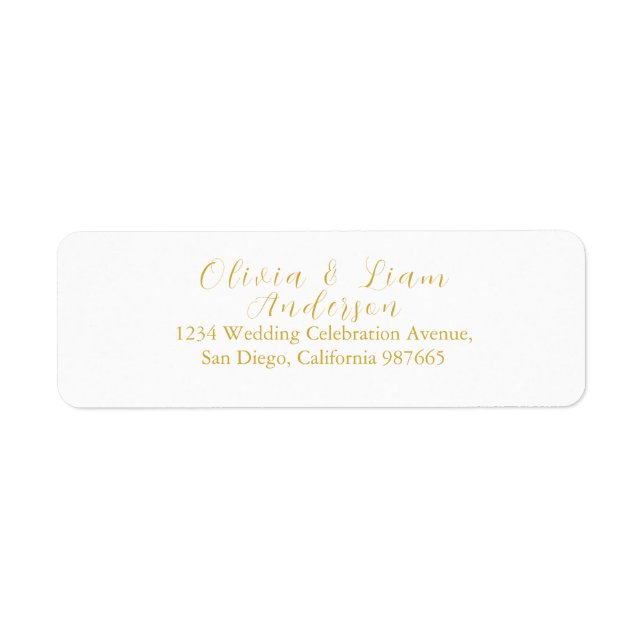 Minimalist Elegant Golden Wedding  Return Address (Front)