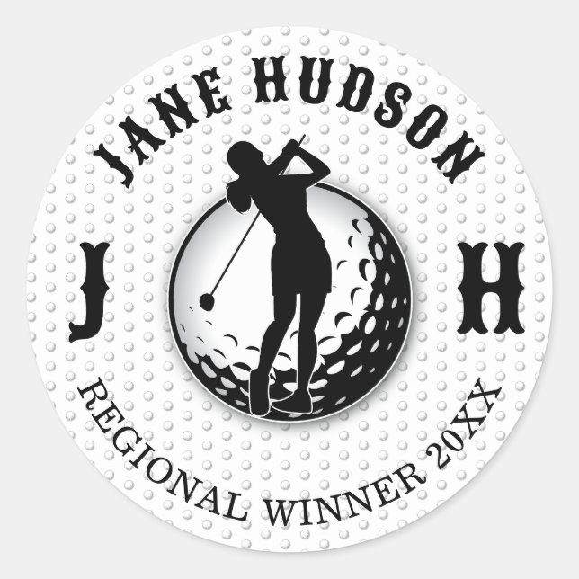 Minimalist Elegant Golf Design Classic Round Stick Sticker (Front)