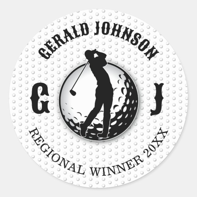 Minimalist Elegant Golf Design Classic Round Sticker (Front)