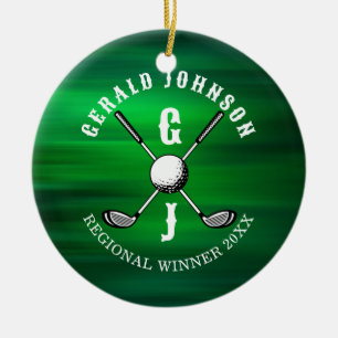 Minimalist Elegant Golf Monogram Design Ceramic Or Tree Decoration