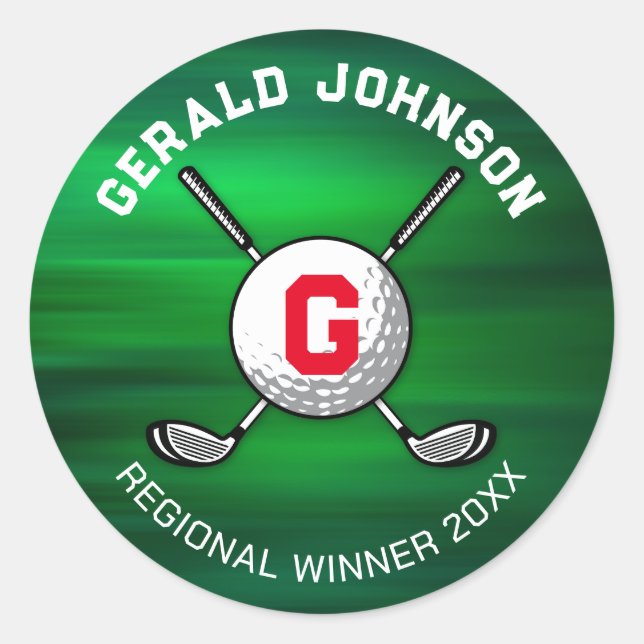 Minimalist Elegant Golf Monogram Design Classic Round Sticker (Front)