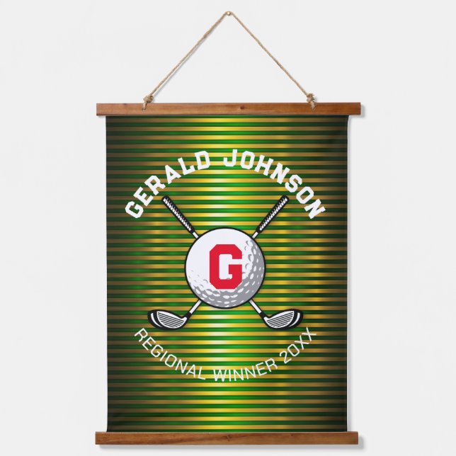 Minimalist Elegant Golf Monogram Design Hanging Tapestry (Front)