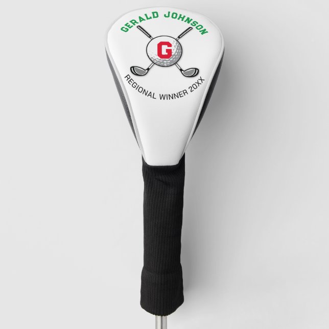 Minimalist Elegant Golf Monogram Design Head Cover (Front)