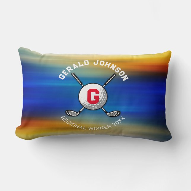 Minimalist Elegant Golf Monogram Design Lumbar Cushion (Front)