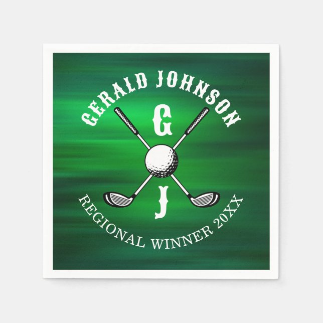 Minimalist Elegant Golf Monogram Design Napkin (Front)