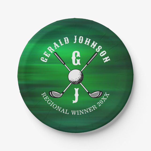 Minimalist Elegant Golf Monogram Design Paper Plate (Front)